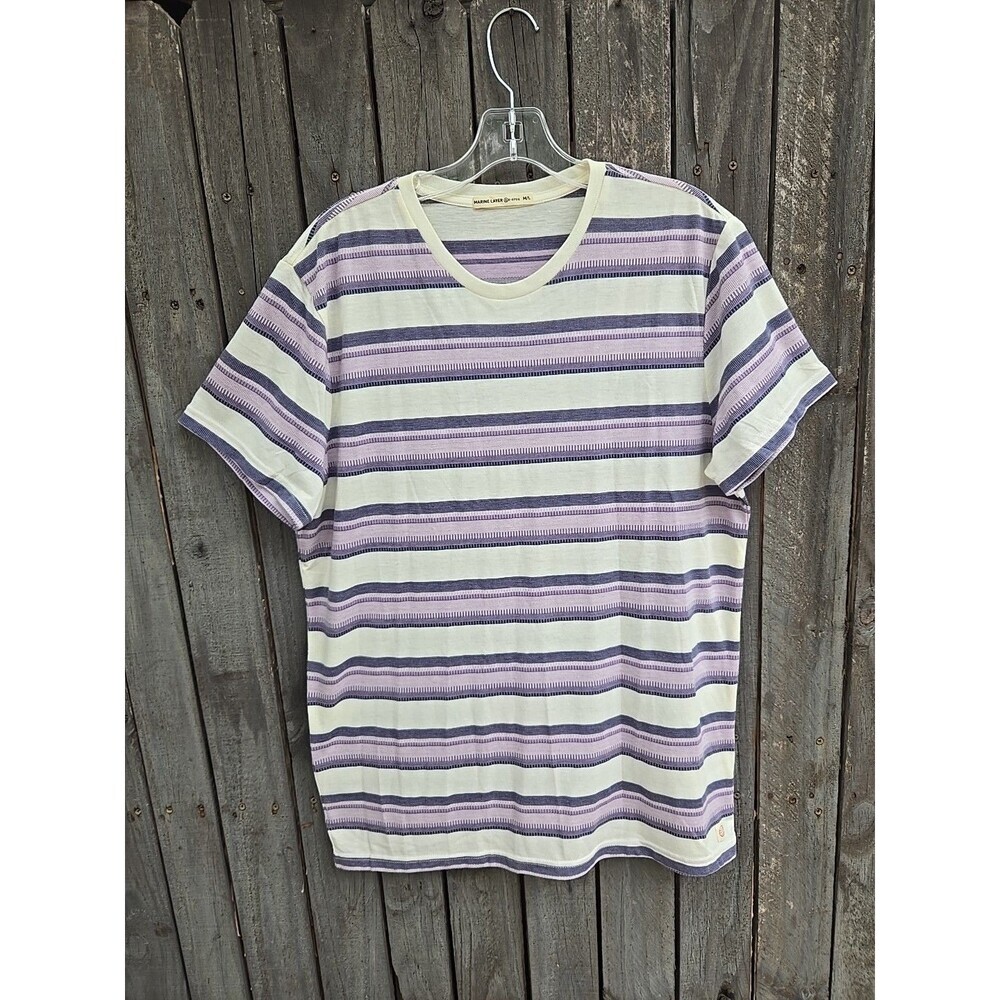 Marine Layer Striped Tee Purple White Crewneck Casual Soft Shirt S Men size M/L